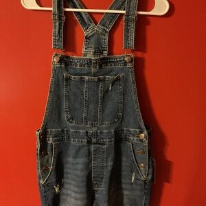 girls blue jean overall short